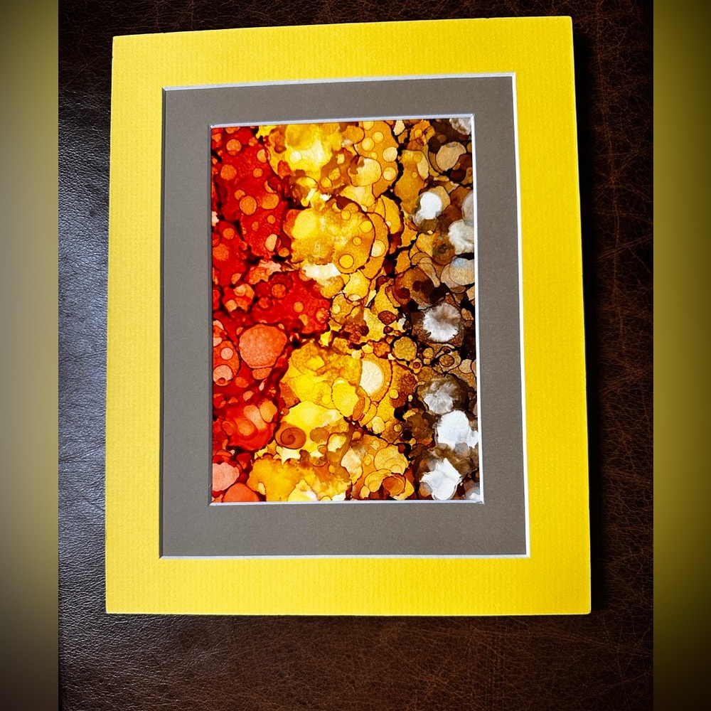 Hand crafted original abstract yellow alcohol ink wall decor painting